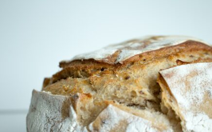 bread on white wooden table