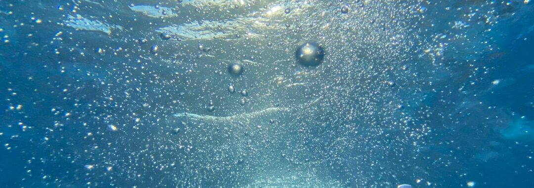 water bubbles in blue water