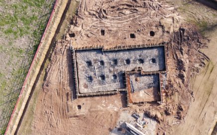 aerial view of gray concrete building