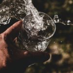 person holding drinking glass filled with water