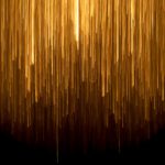 a very long line of yellow lines on a black background
