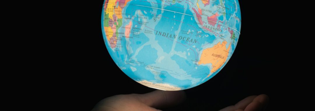 blue and brown desk globe